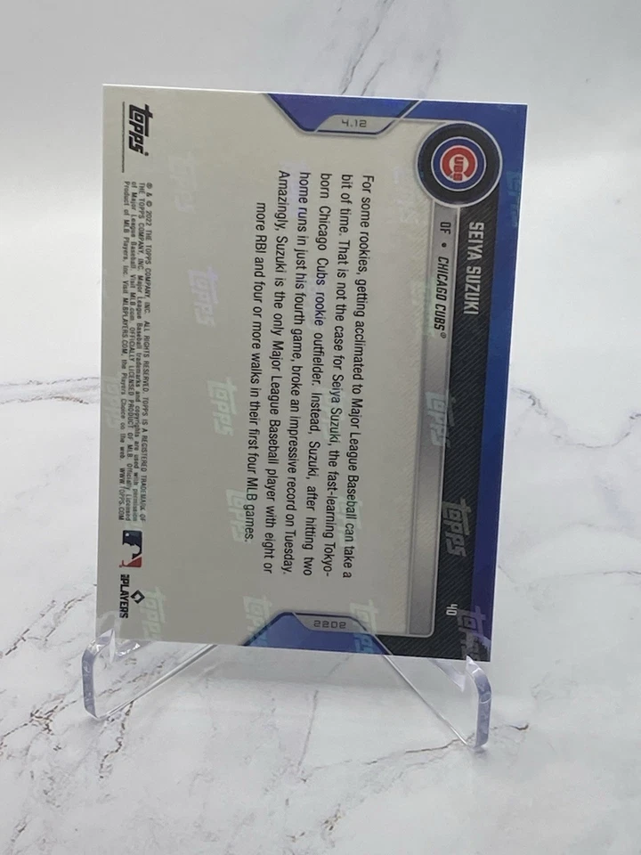 2022 Topps Now #40 Seiya Suzuki Chicago Cubs 8 RBI, 4 BBs 1st 4 Games - Image 2 of 2