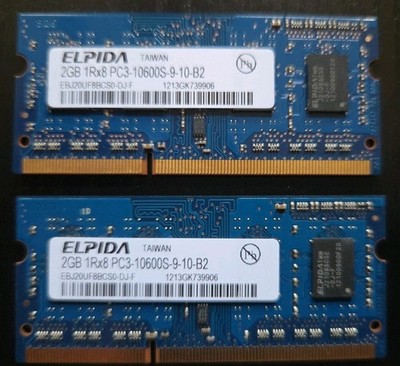 Elpida 2GBx2 DDR3 Laptop RAM SDRAM, PC3-10600S (1333MHz)