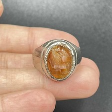 Unique Ancient Roman Agate intaglio beautiful Old bronze Ring