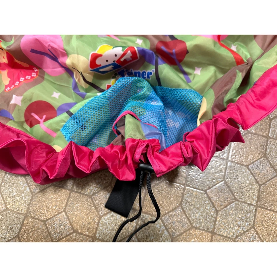 ToyTainer Play Mat Toy Storage Bag Princess Castle Pink Green Kids - Image 4 of 4