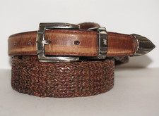 Vintage Artisan Crafted Cedar Tan Woven Leather Western Belt 38