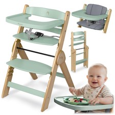 NUKIDO h&ouml;henverstellbarer Hochstuhl Babystuhl aus Holz Sicherheitsgurt klappbar