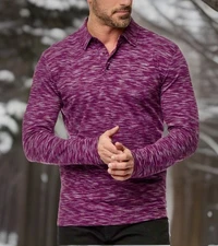 Robert Graham Mens Thales Dark Purple Soft Pullover Stretch Knit Retail  $158 XL