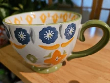 Vintage Style DeeCoo Artsy Hand-painted Large Latte Coffee Mug/Cup 15oz 