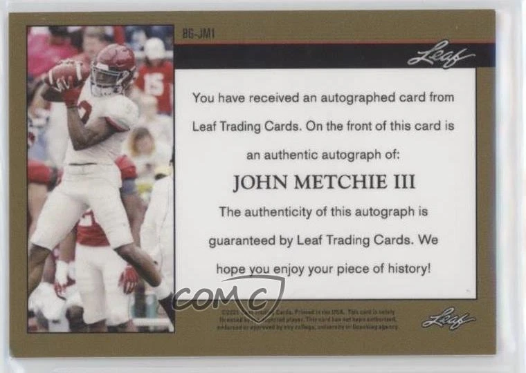 2021 Leaf Memories 1992 Base Bronze Spectrum /99 John Metchie III #BG-JM1 Auto - Image 2 of 2