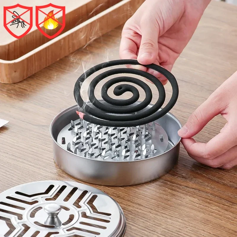 Mosquito Coils Holder Stainless Steel Mosquito Coil Box with Cover
