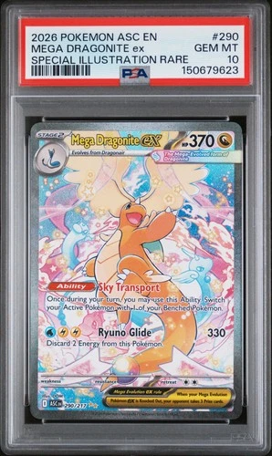 2026 POKEMON ASC EN-ASCENDED HEROES #290 MEGA DRAGONITE EX PSA 10
