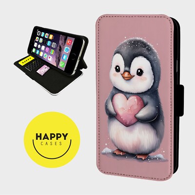 PINGUIN LIEBEVOLLES HERZ - Kunstleder Flip Handyhülle - iPhone/Samsung