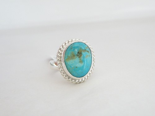 New Charles Albert 950 Fine Sterling Silver Kingman Turquoise Cable Ring - Picture 13 of 15