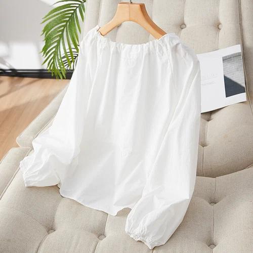 Women's Round Neck Drawstring Tied Pleated Long Sleeved Shirt Top Lace Up Shirt