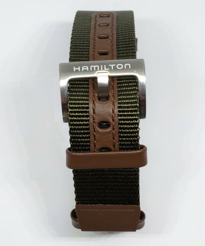 Cinturino Orologio Originale Hamilton Cachi Field 20 mm Marrone/verde Nylon H694290 - Foto 2 di 3