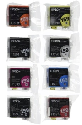 Genuine Epson T159 UltraChrome Hi-Gloss 2 Ink Cartridges R2000 (Set of ...