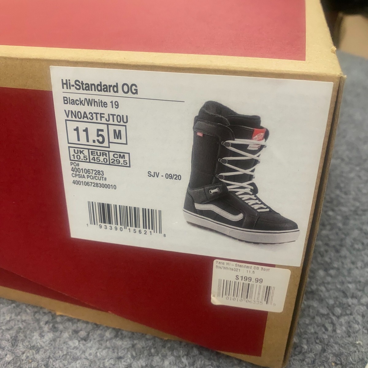 Vans Hi-Standard OG Snowboard Boots Mens 11.5 Black Lace Up
