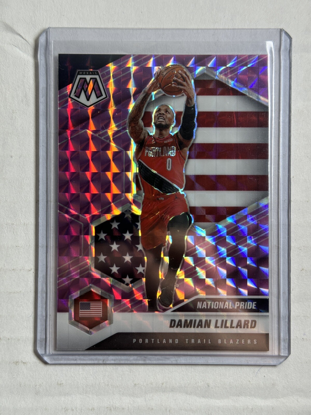 2020-21 Panini Mosaic National Pride Purple Prizm /49 Damian Lillard #246 Card