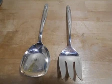 Intnl Deep Silver 1962 ANNIVERSARY ROSE Pattern Lg Serving Spoon & Fork 7482