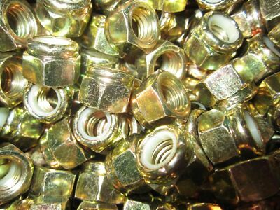 3/8''-16 Nylon Insert Lock Nuts Grade 8 Yellow Zinc