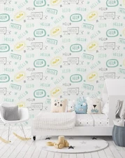 3D Hello Letters K8375 Wallpaper Mural Self-adhesive Removable Sticker Panda