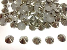 CraftbuddyUS 100pcs 9mm Silver Hotfix Cone Spike Studs, Punk, DIY Fashion Gems,