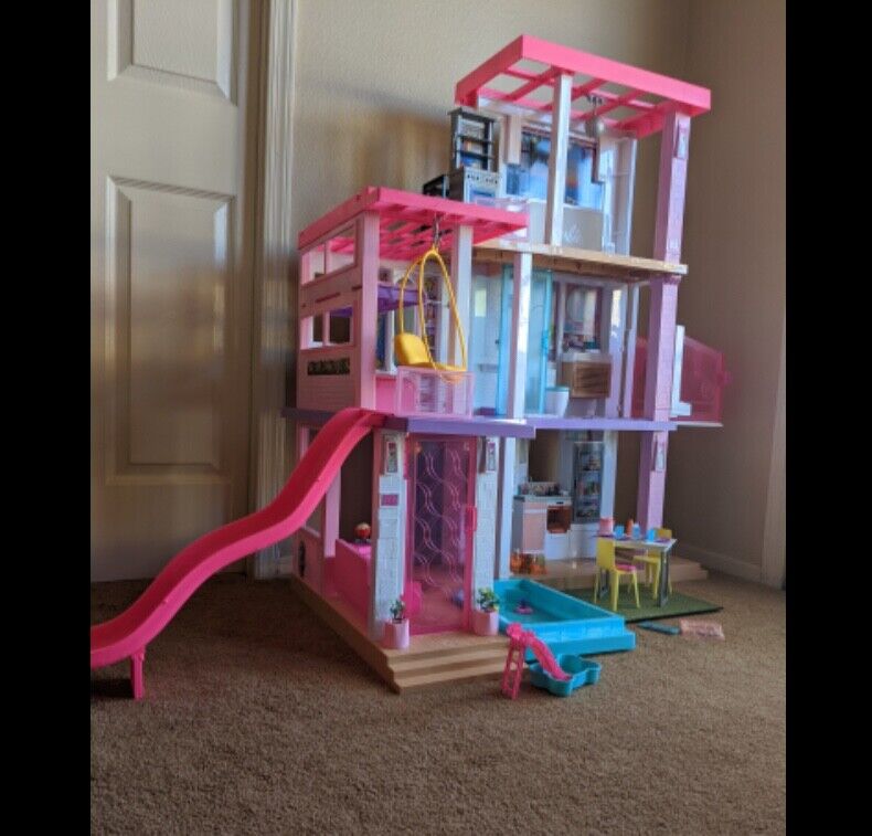 Barbie Dreamhouse, 75+ Pieces, Pool Party Doll House with 3 Story Slide 