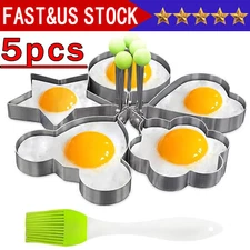 5Pcs Fried Egg Non Stick Stainless Steel Pancake Ring Mold Cooking Kitchen Tools