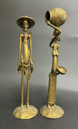 BURKINA FASSO AFRIQUE DE L'OUEST - 2 STATUES ET LAITON FONTE PERDUE - Imagen 2 de 2