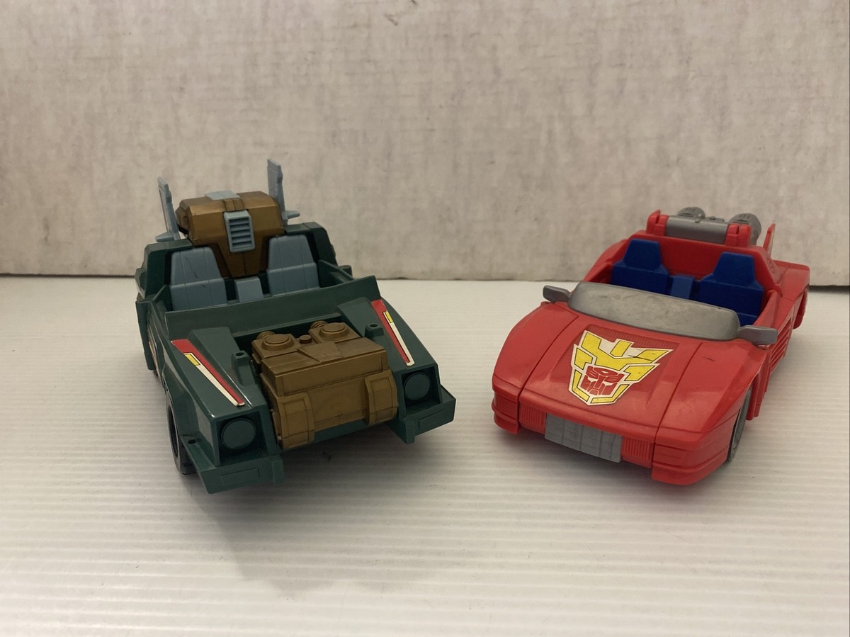 VINTAGE 1990 HASBRO TAKARA TRANSFORMERS VEHICLES-RED & GREEN CARS