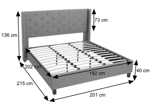 Polsterbett HWC-N59, Bett Bettgestell mit Lattenrost, Massivholz Stoff 180x200cm - Bild 15 von 17