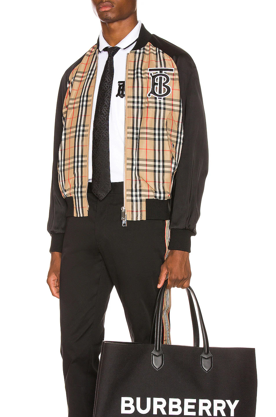 Burberry Harlington Check Nova Archive Beige Black Bomber Varsity Jacket 50 40 image 5
