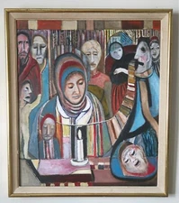 Self Taught Artist Peter Malkin / Malchin - Post-War Painting O/C  Folk Art