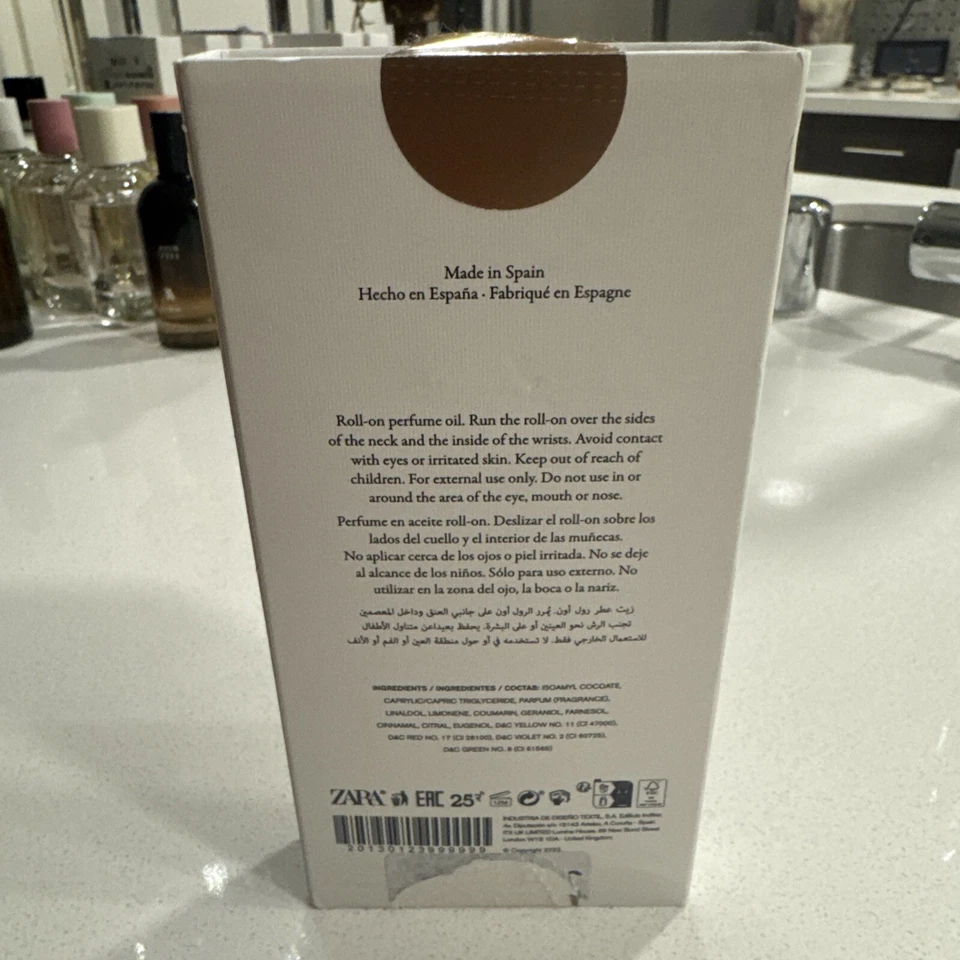 Aceite Perfume Inspirador Zara Ambre ~ Cálido Woody Oriental Rollerball 15 ml Caja Dañada Foto 4 de 4