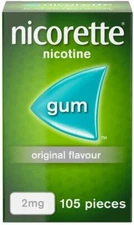 Nicorette Nicotine Gum 2Mg ORIGINAL Flavour 105pieces  """SHIPS FAST FROM USA"""