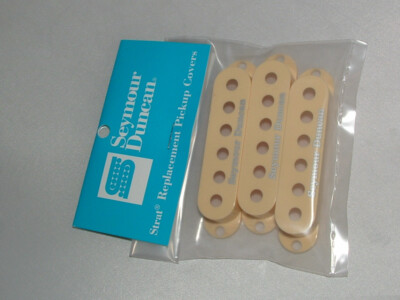 Seymour Duncan S-Cover Set of 3 Strat Pickup Covers with Logo CREAM