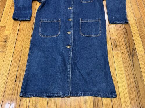 Vintage Lee Denim Jean Jacket Chore Barn Coat Blue Trench Duster Women's L USA - Picture 3 of 15