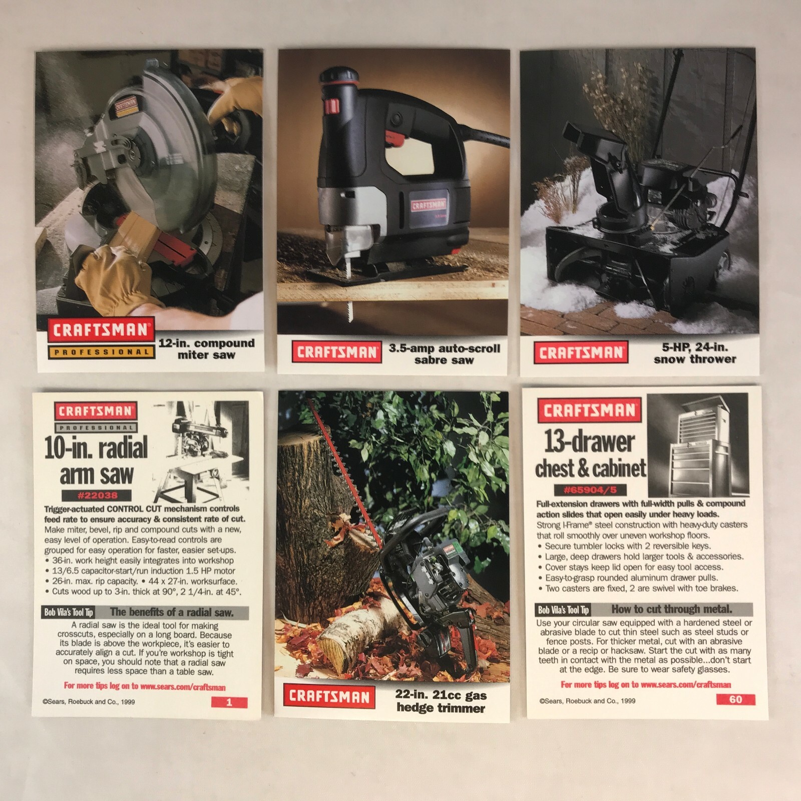 CRAFTSMAN TOOLS by SEARS COLLECTOR CARDS (1999-2000 Edition) Complete Card Set - Picture 2 of 3