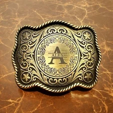 Western Buckle Engraved Belt Buckle Custom Personalized Monogrammed