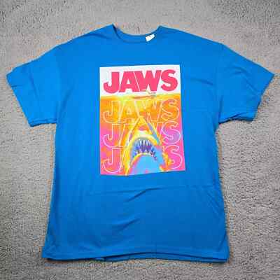 Jaws Shirt Mens Blue XL Extra Large Shark Pullover Outdoors Retro Movie Film NWT