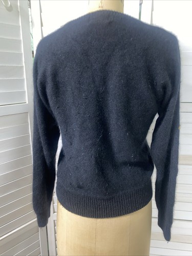 Vintage 80s 90s Worthington Women’s Black Sequin Beaded Silk Blend Sweater Small - Picture 4 of 11