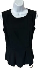 Attention Sleeveless Top Women Small Black Keyhole Back Side Zip Round Neck