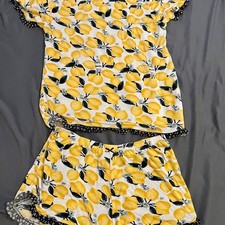 Lemon Print Pajama Set Women  s small
