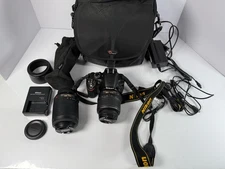 Nikon D3200 Digital SLR Camera w/ 18-55mm and 55-200mm VR Lenses +Extras
