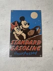 Vintage Standard Gasoline - Mickey Minnie Porcelain Walt Disney Gas Sign 8”x12”