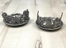 VTG 1995-6 Set 2 RAWCLIFFE Pewter Rose Snowman Votive Tealight CANDLE HOLDERS