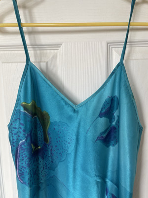 blue silk dress