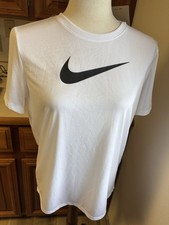 NWT Nike Dri-FIT Women's M Training Relaxed Fit Shirt Short Sleeve White Black