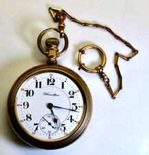 1918 Hamilton 996 14k Gold Filled Pocket Watch, 19 Jewels, 19J, Size16, w/Chain