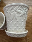 Nelson McCoy Pottery Hobnail Flowerpot White Matte Glaze 5”