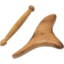 2 PCS Wooden Gua Sha Scraping Massage Tool for Body Foot Neck Hand Waist Calf