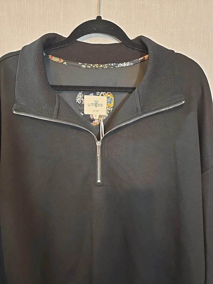 Umgee Negro 1/4 Cremallera Jersey Chaqueta Ligera Talla XL Foto 2 de 4