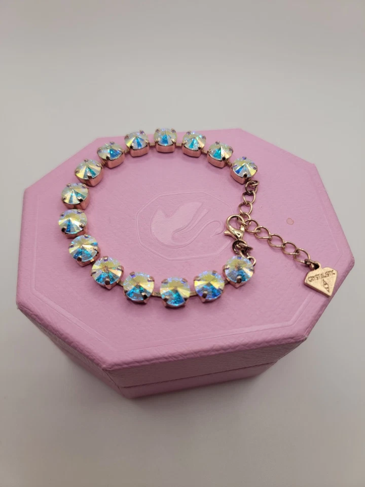 Signed Crystalistic Rose Gold Swarovski Aurora BorealisCrystal Gemstone Bracelet - Image 4 of 4