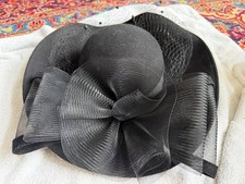 vintage ladies dress hat for church/derby, grey with bow